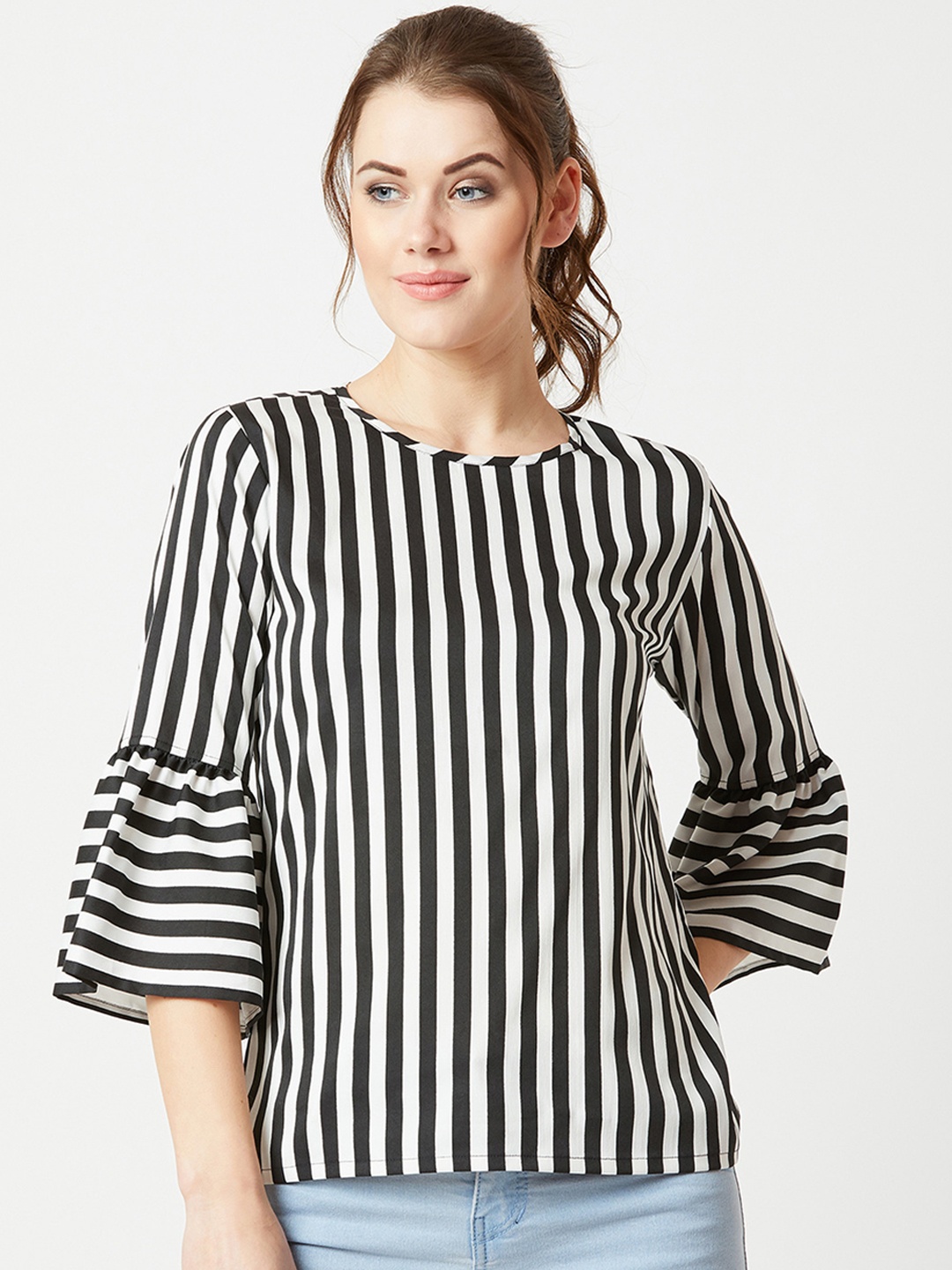 

Miss Chase Women Black & White Striped Top