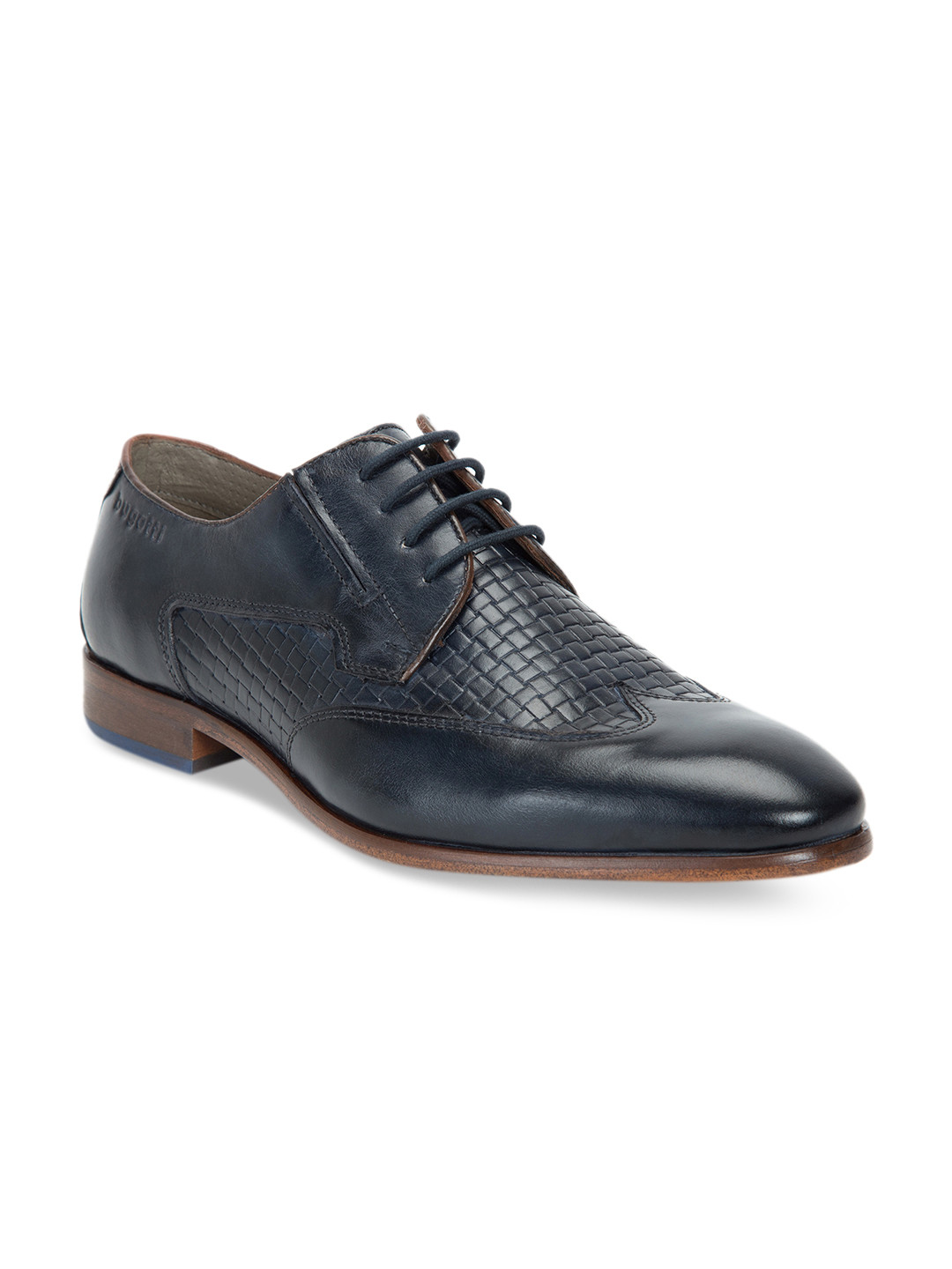 

Bugatti Men Blue Leather Formal Derbys, Navy blue