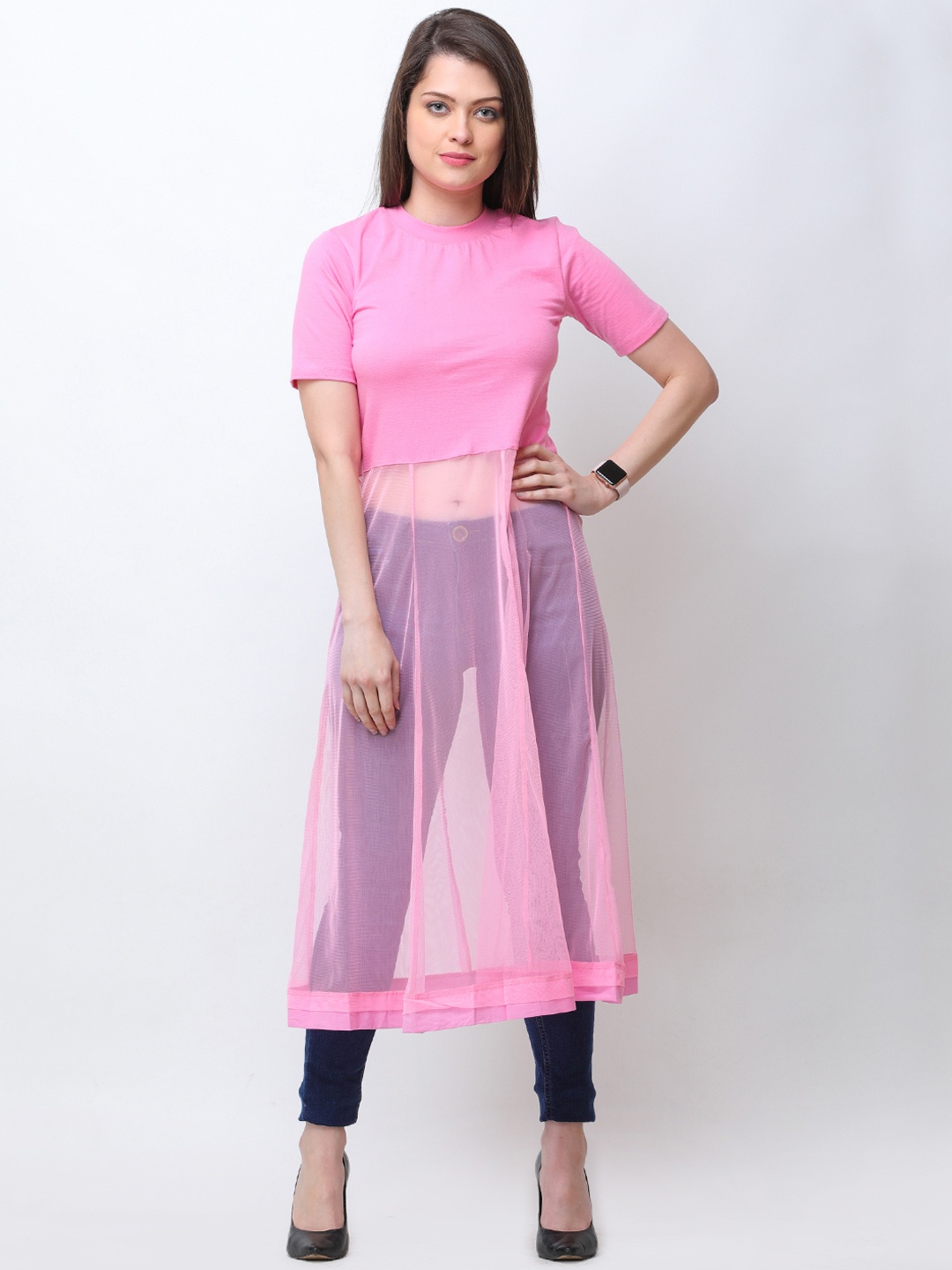 

SCORPIUS Women Pink Solid A-Line Top