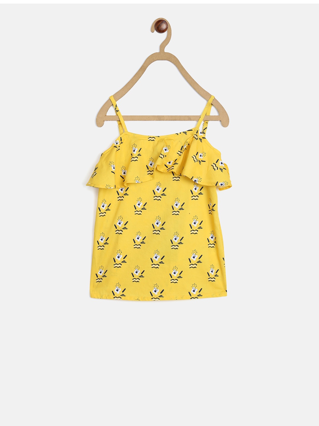 

ELLE Girls Yellow Printed Pure Cotton Top