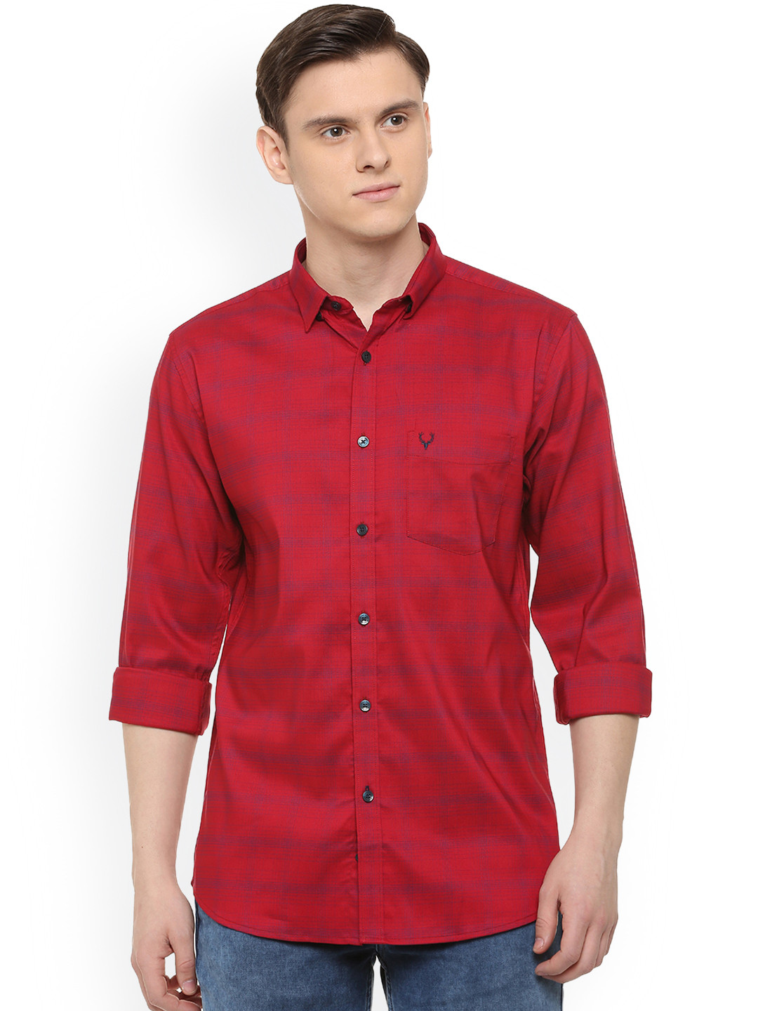 

Allen Solly Men Red Regular Fit Checked Casual Shirt