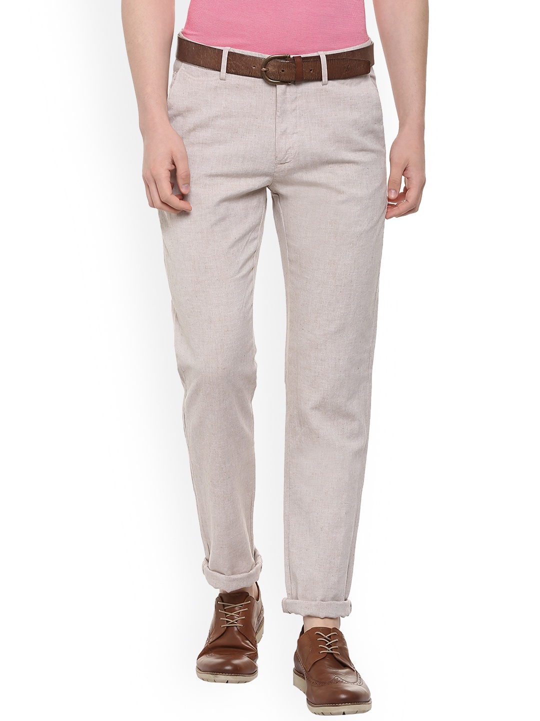 

Allen Solly Men Beige Regular Fit Solid Regular Trousers