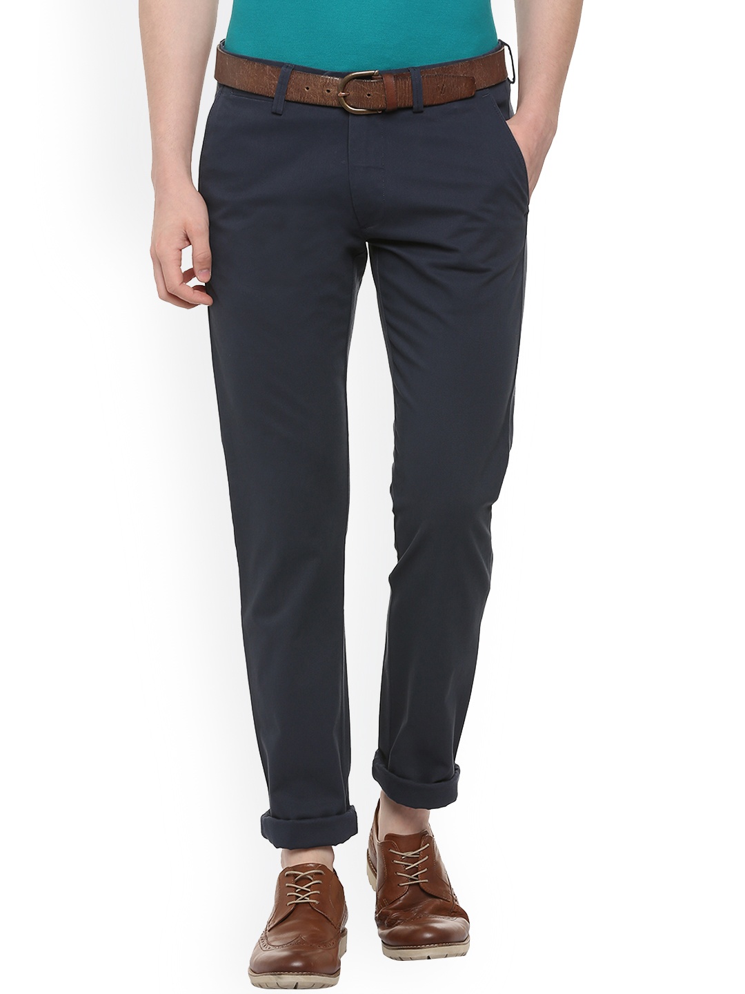 

Allen Solly Men Navy Blue Slim Fit Solid Regular Trousers