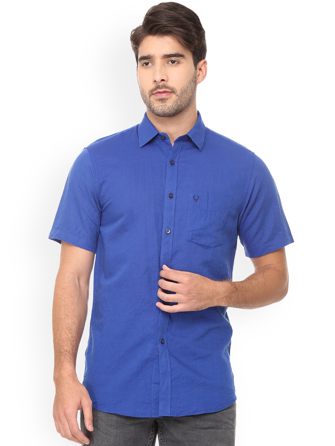 

Allen Solly Men Blue Slim Fit Solid Casual Shirt