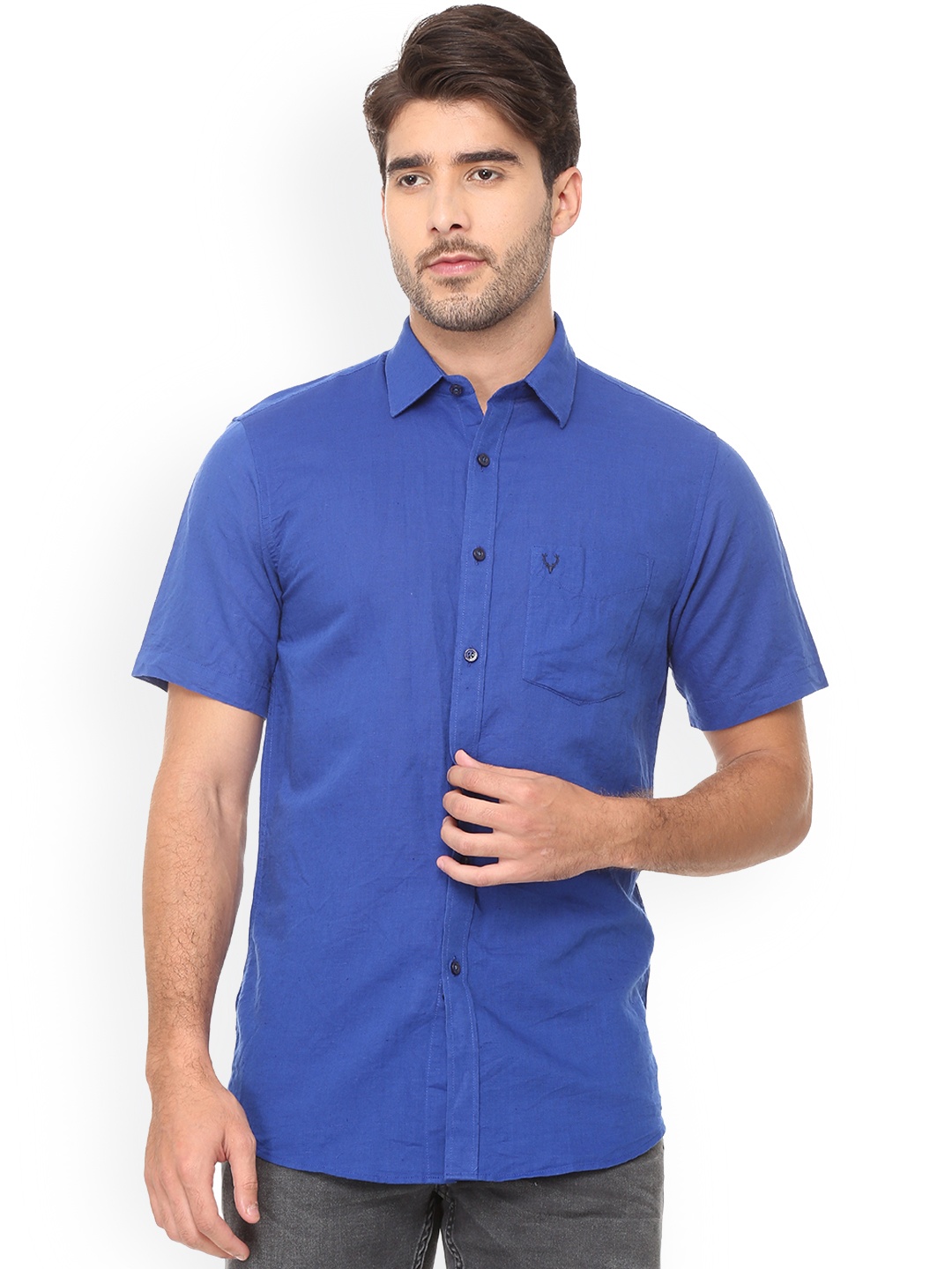 

Allen Solly Men Blue Slim Fit Solid Casual Shirt