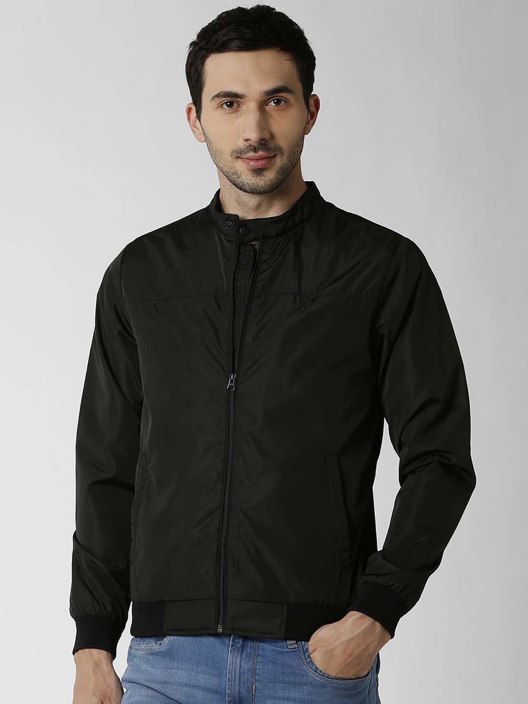 

Peter England Casuals Men Black Solid Bomber