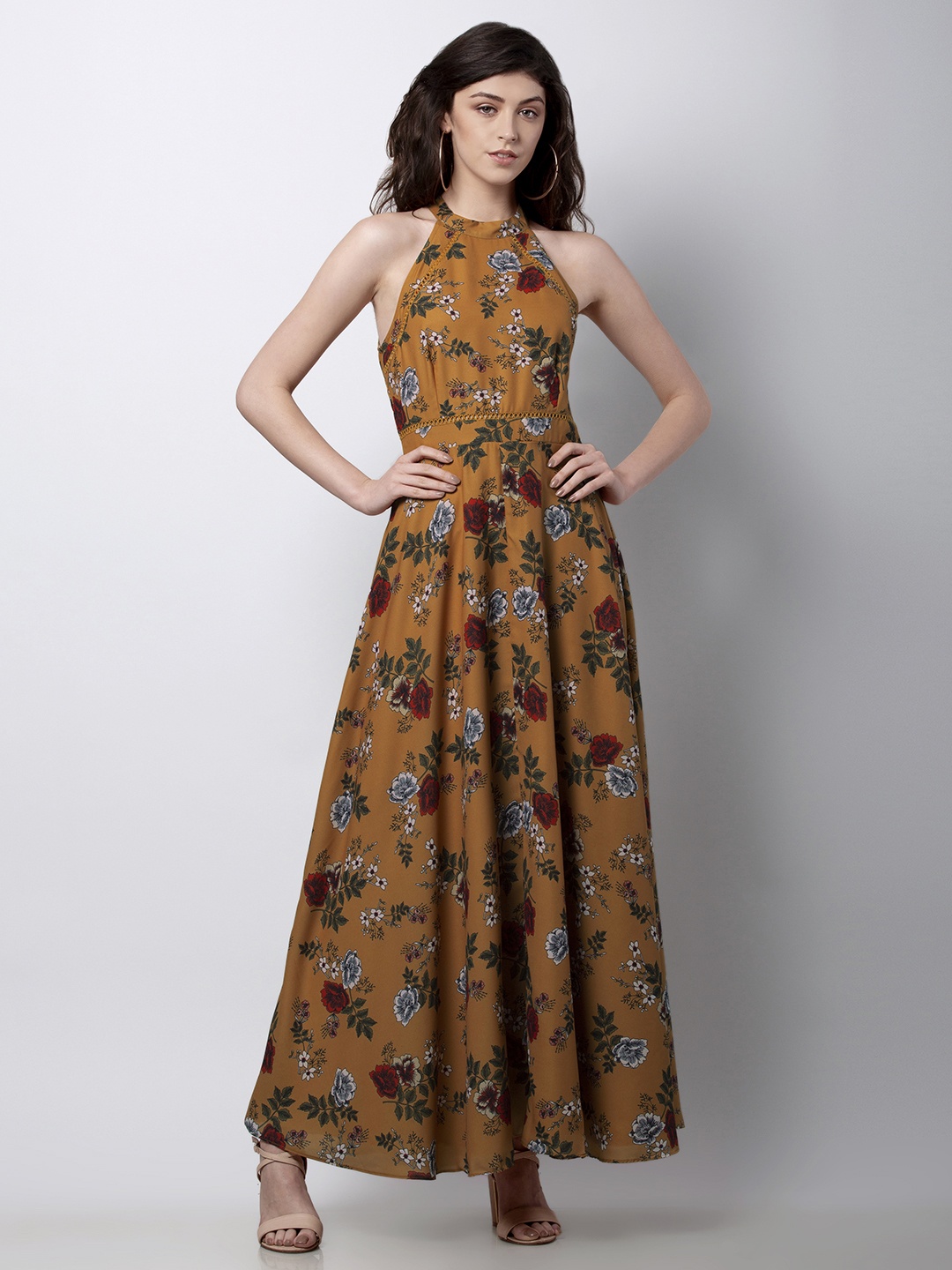 

FabAlley Women Yellow Printed Maxi Dress
