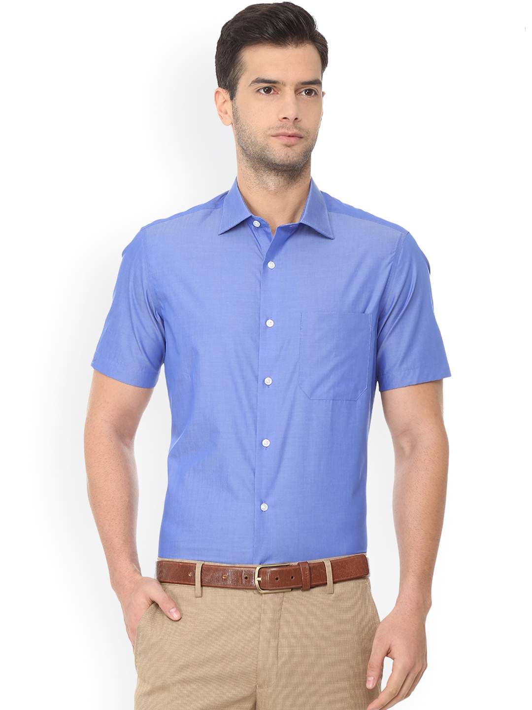 

Louis Philippe Men Blue Regular Fit Solid Formal Shirt