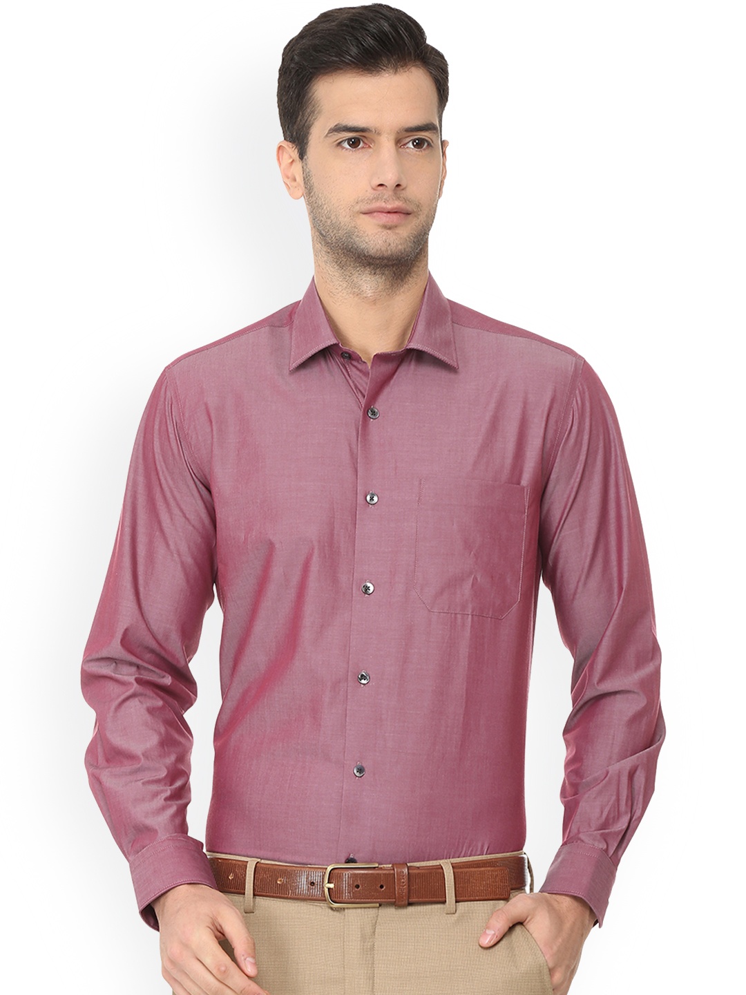 

Louis Philippe Men Pink Slim Fit Solid Formal Shirt