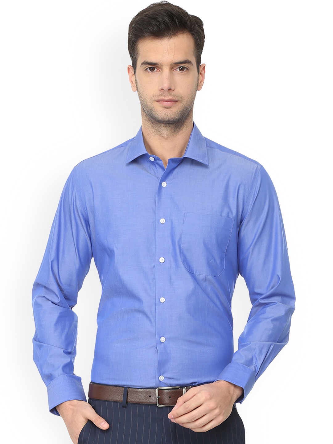 

Louis Philippe Men Blue Slim Fit Solid Formal Shirt