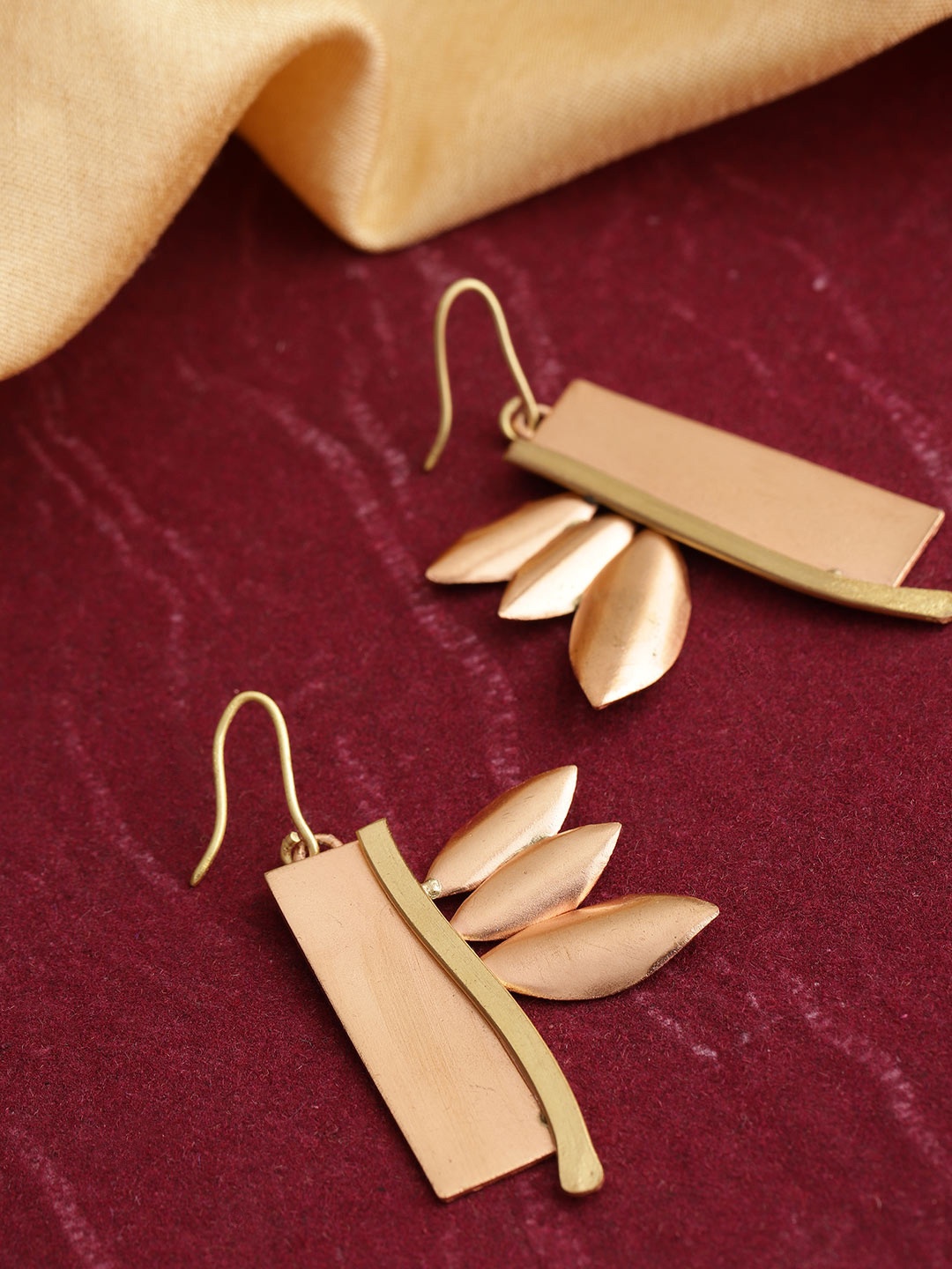 

PRITA Rose Gold-Toned & Gold-Toned Copper-Plated Handcrafted Quirky Drop Earrings