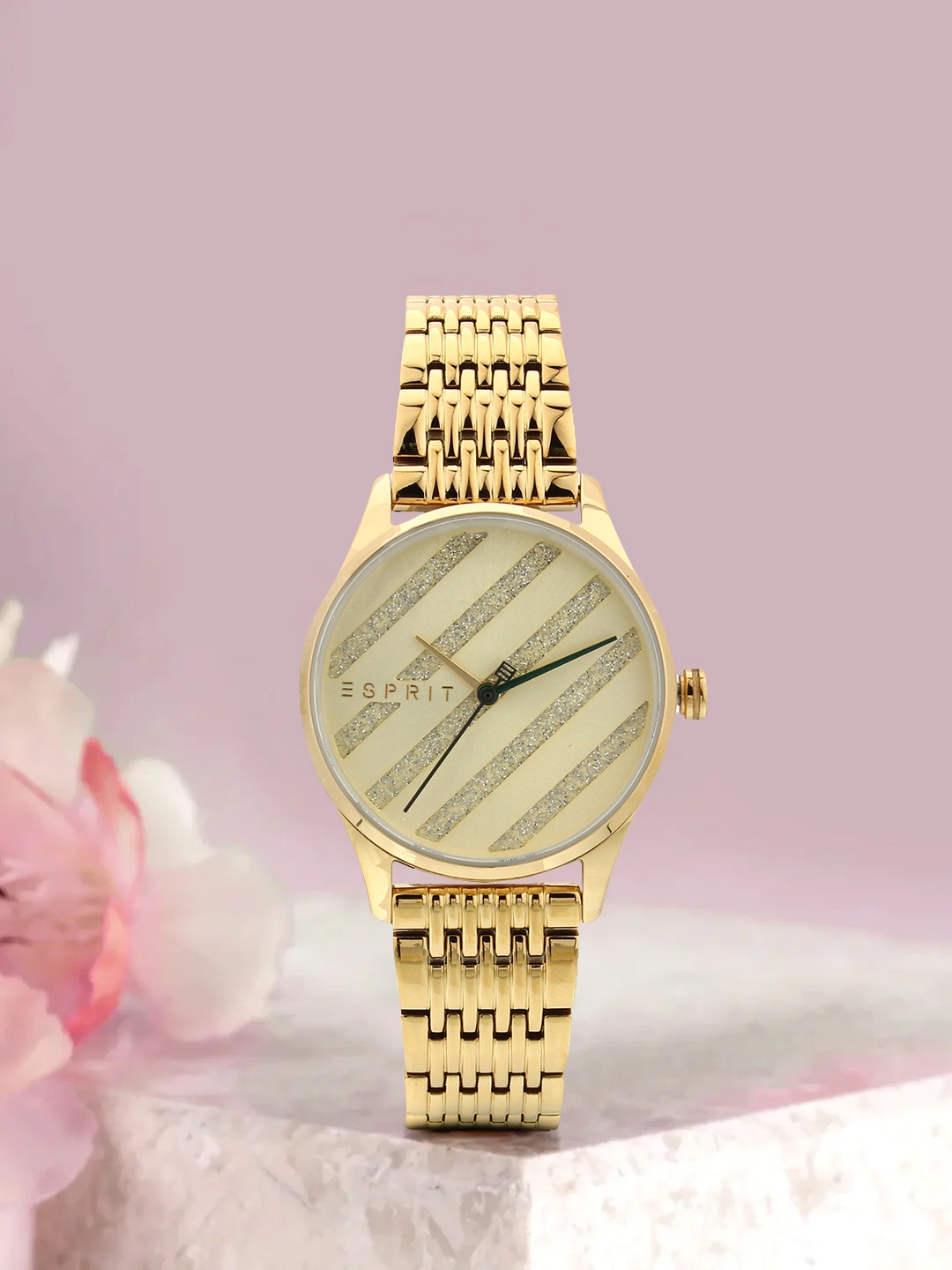 

ESPRIT Women Gold-Toned Embellished Analogue Watch ES1L029M0055, Beige