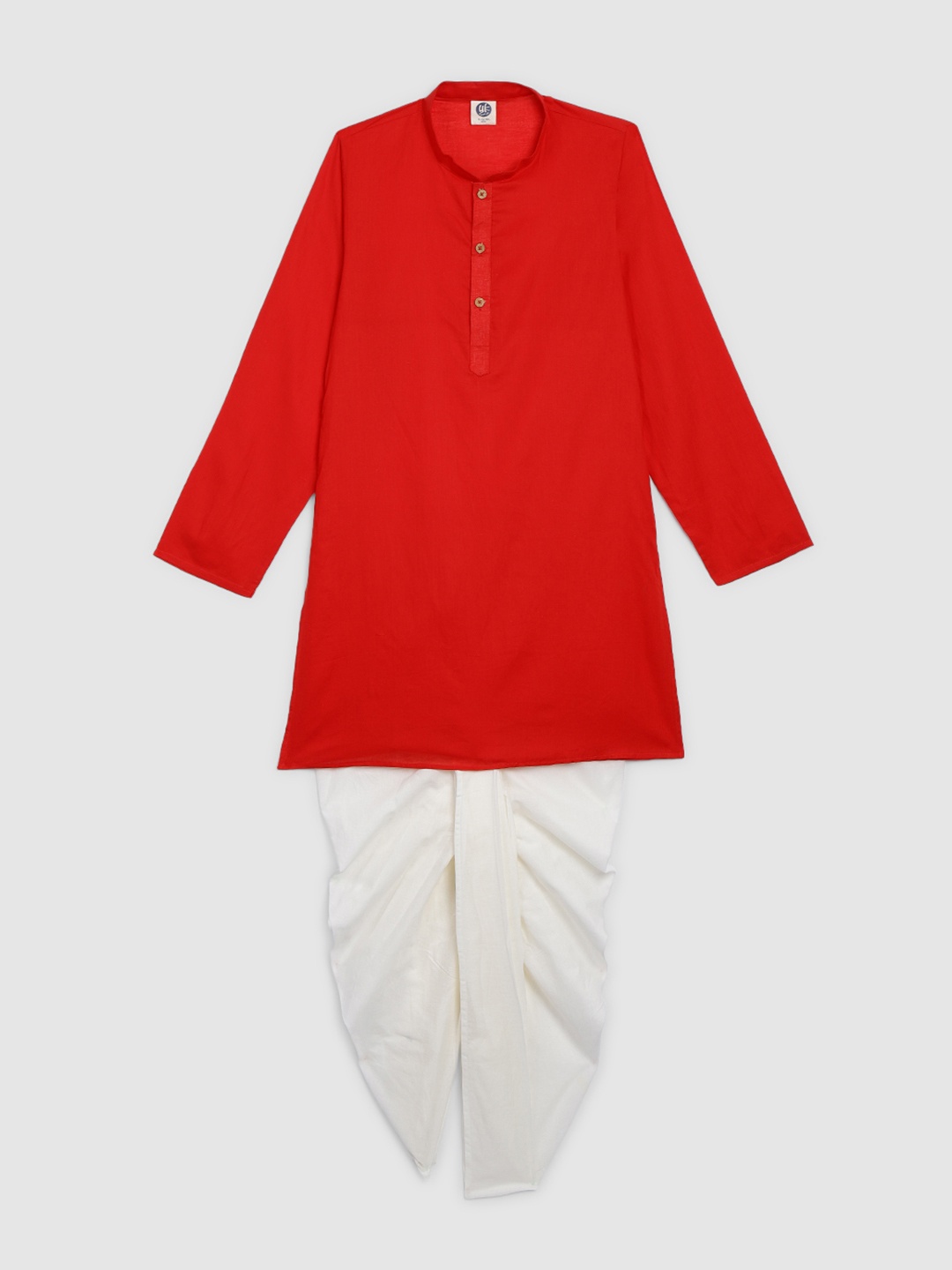 

YK Boys Red & White Solid Kurta with Dhoti Pants