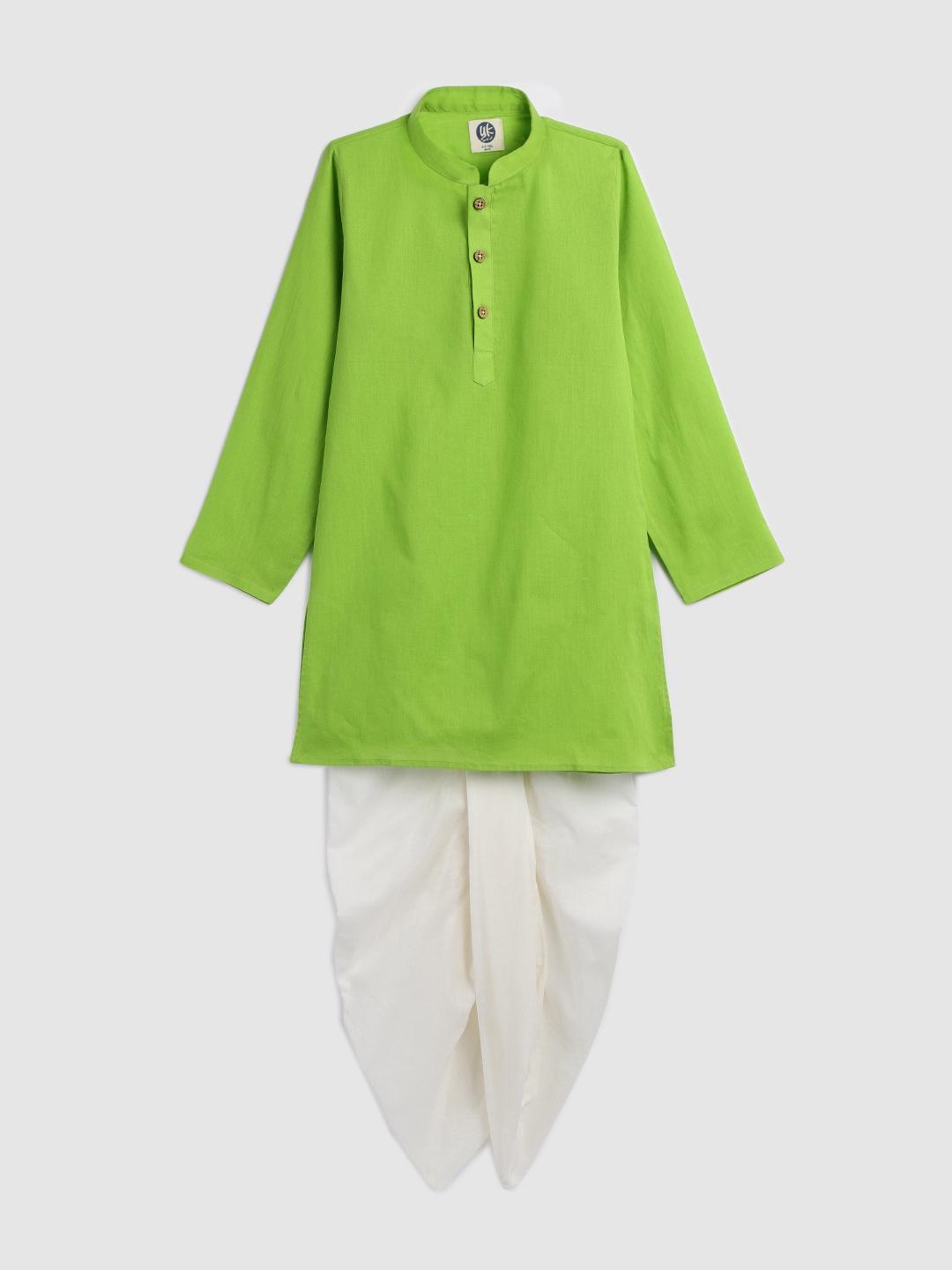 

YK Boys Green & White Solid Kurta with Dhoti Pants