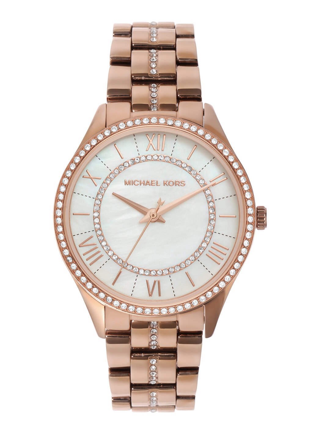 

Michael Kors Women Mother of Pearl & Embellished Dial & Stainless Steel Watch MK3716I, White