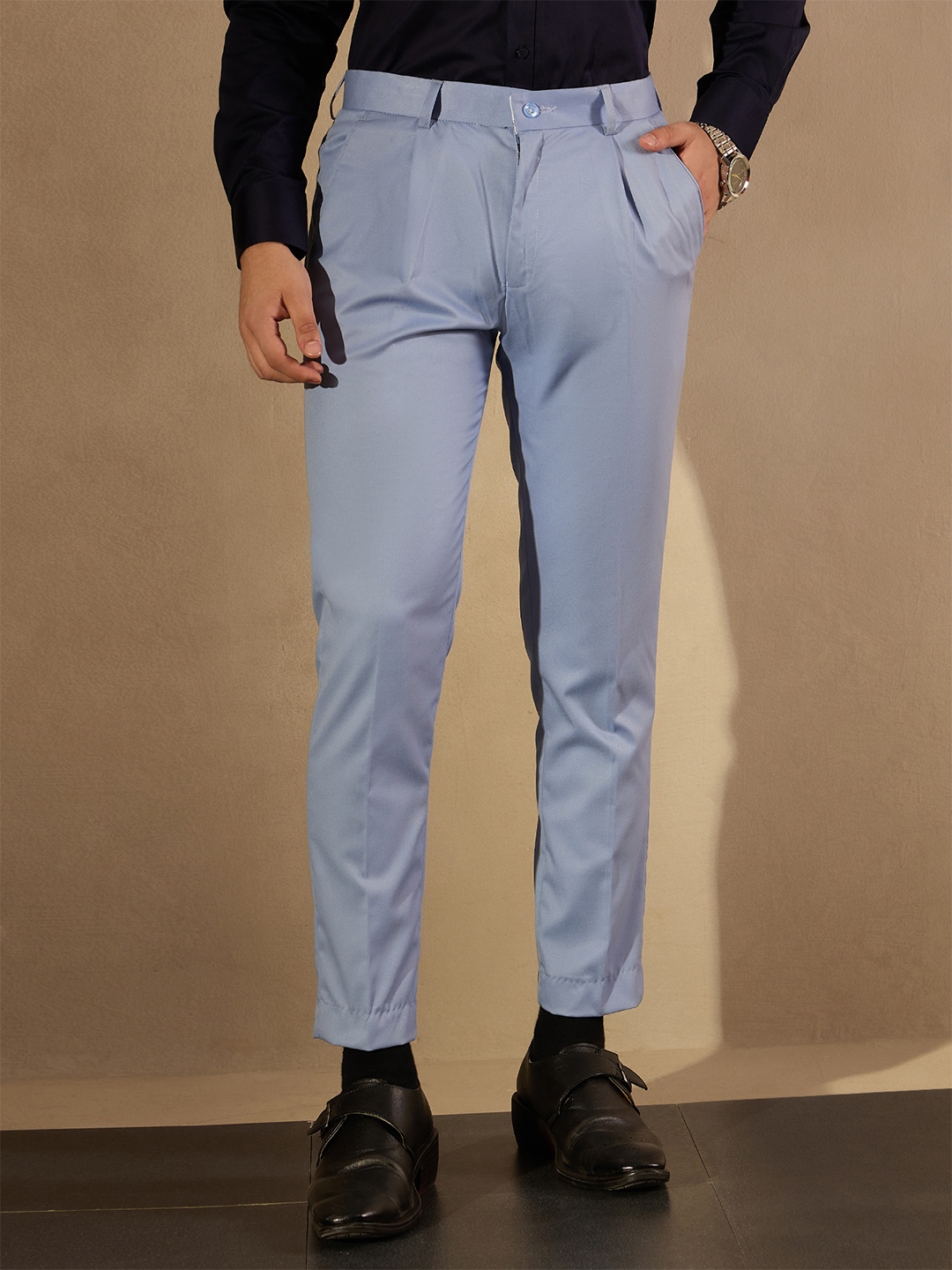 

DENNISON Men Blue Tapered Fit Trousers