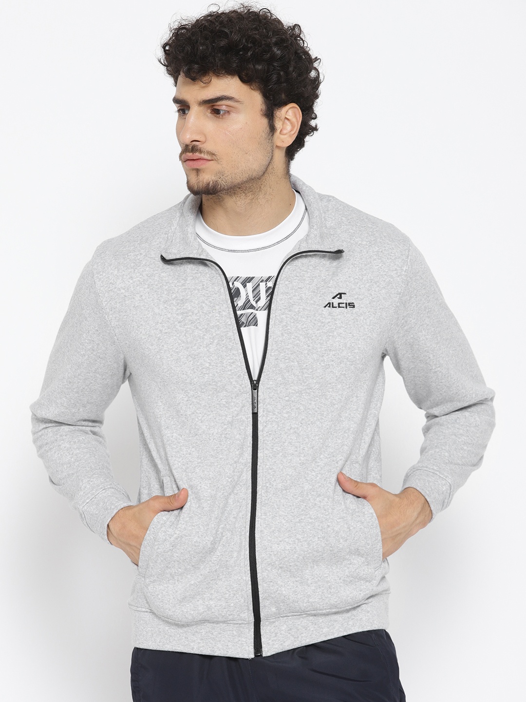 

Alcis Men Grey Melange Solid Sporty Jacket