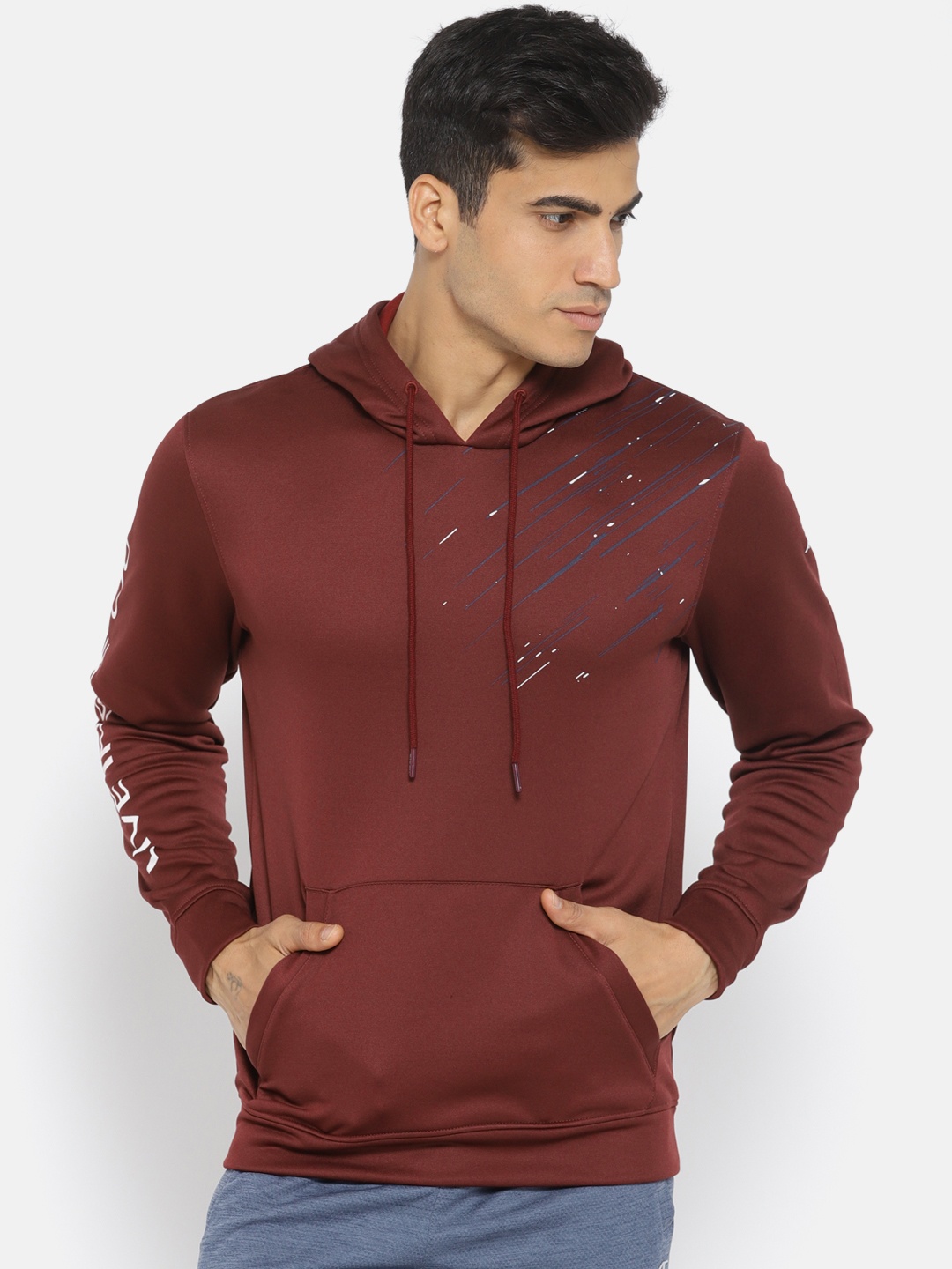 

Alcis Men Maroon Printed Detail Hooded Sweatshirt