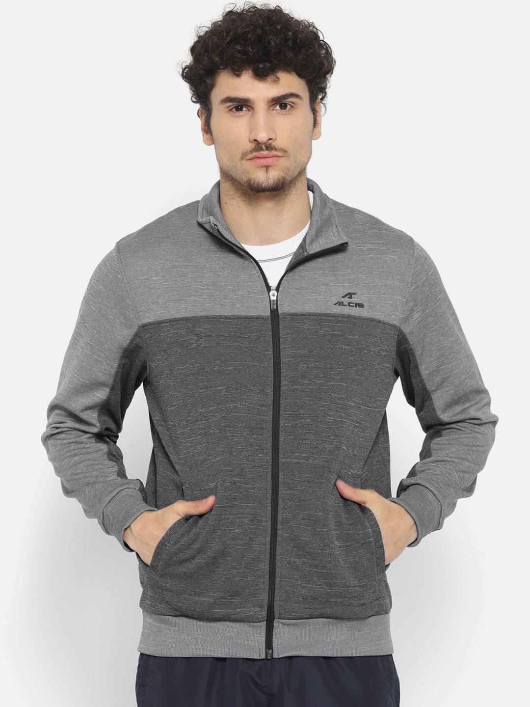 

Alcis Men Grey Solid Sporty Jacket
