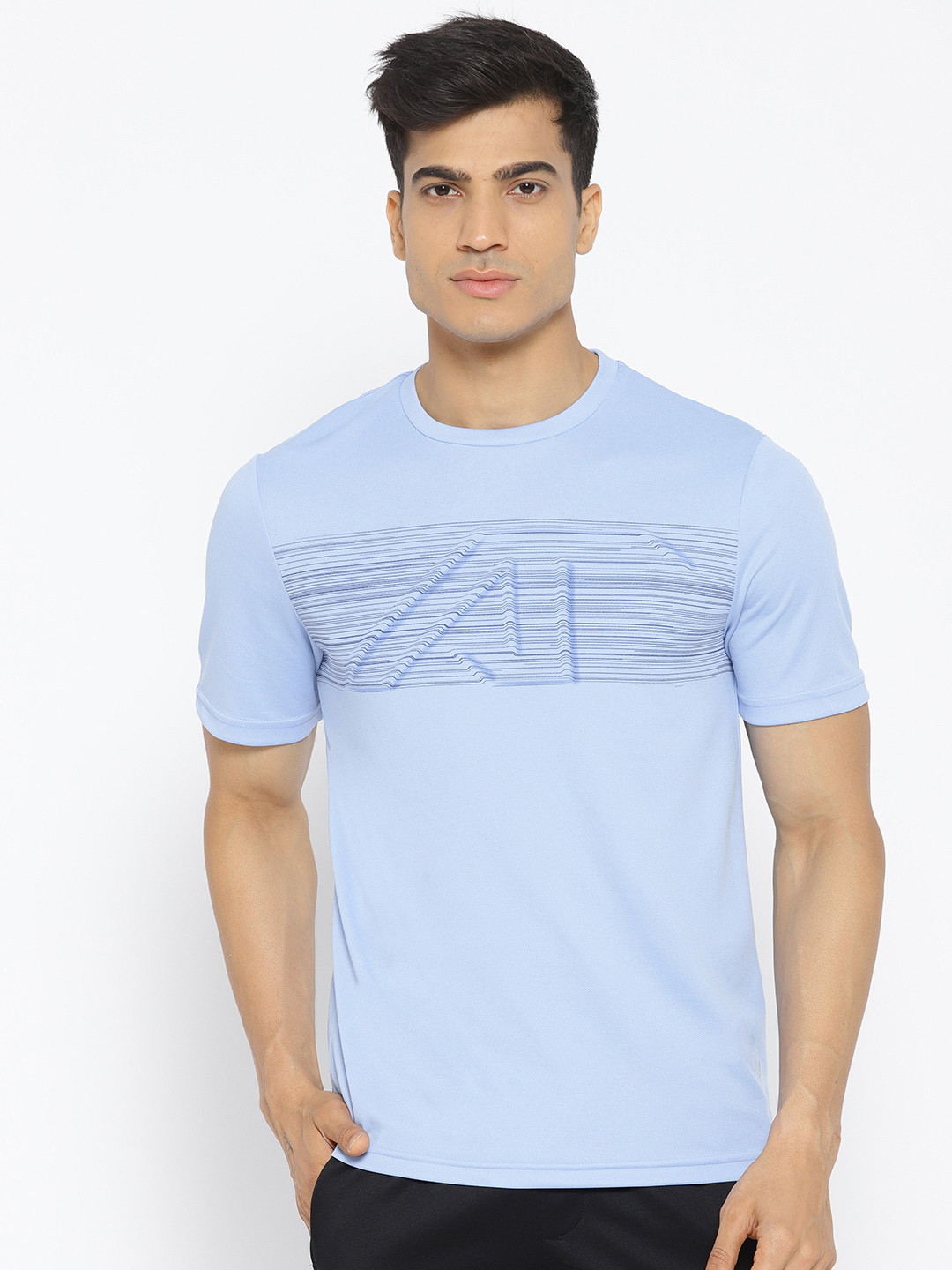 

Alcis Men Blue Printed Round Neck T-shirt