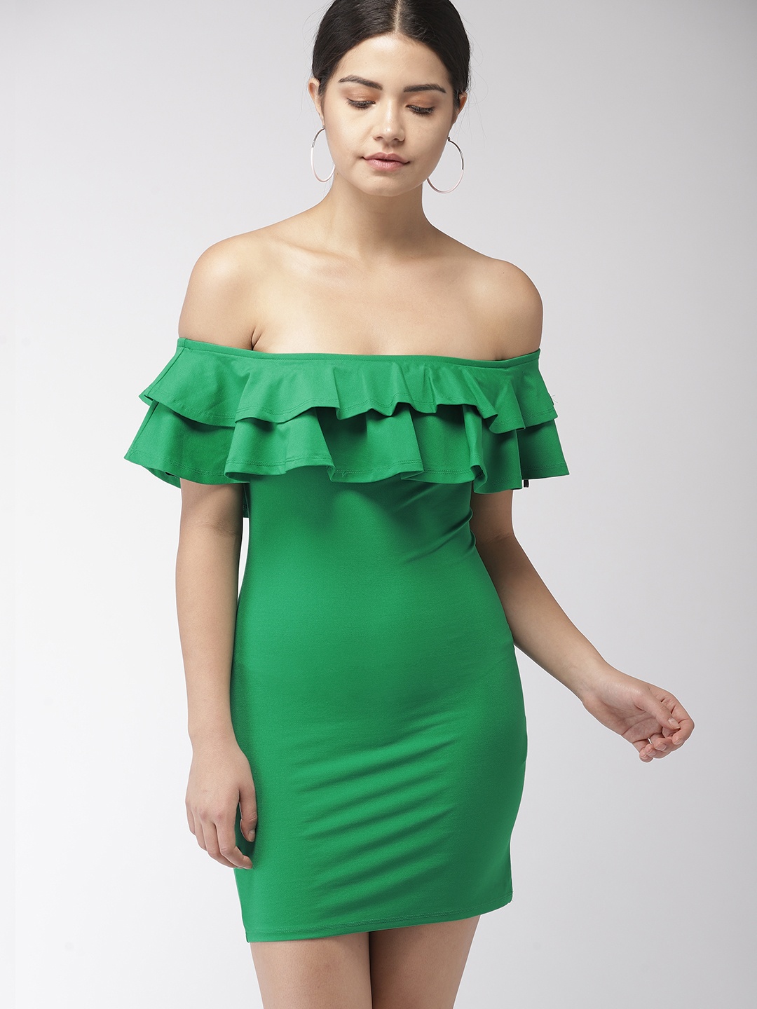 

FOREVER 21 Women Green Solid Bodycon Dress