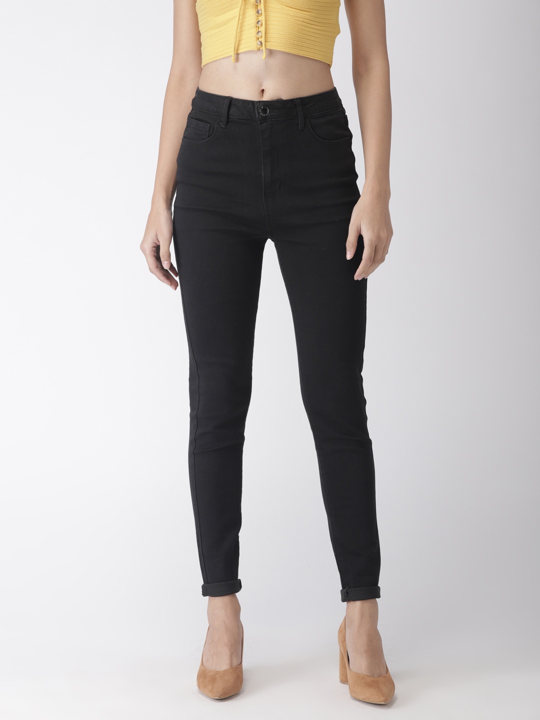 

FOREVER 21 Women Black Skinny Fit High-Rise Clean Look Stretchable Jeans
