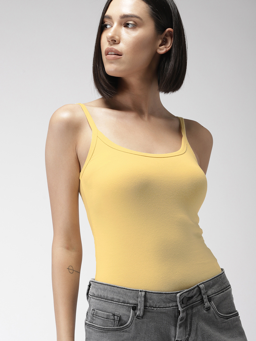 

FOREVER 21 Women Yellow Solid Top