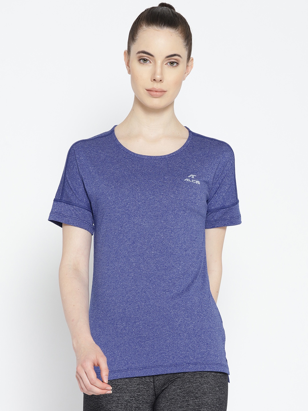 

Alcis Women Blue Solid Round Neck Training T-shirt