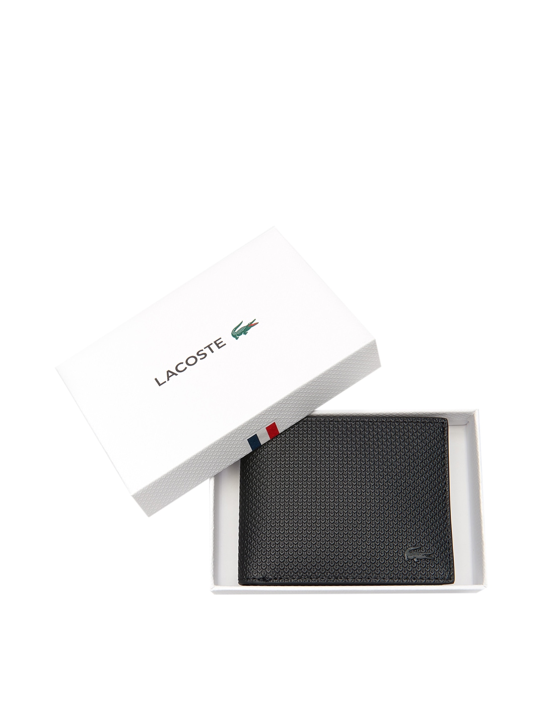 

Lacoste Men Black Solid Two Fold Leather Wallet