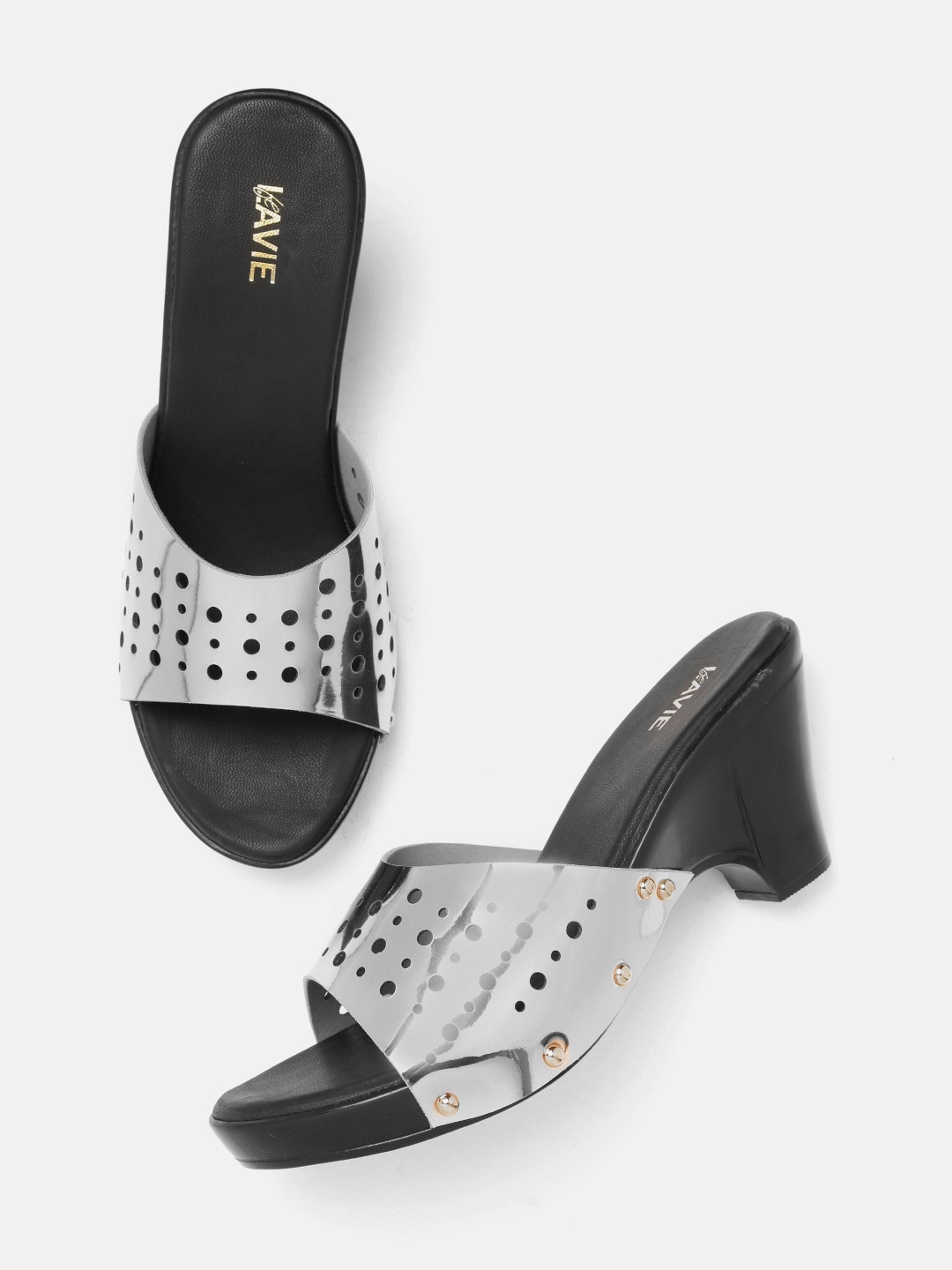 

Lavie Women Silver-Toned Solid Heels with Laser Cuts