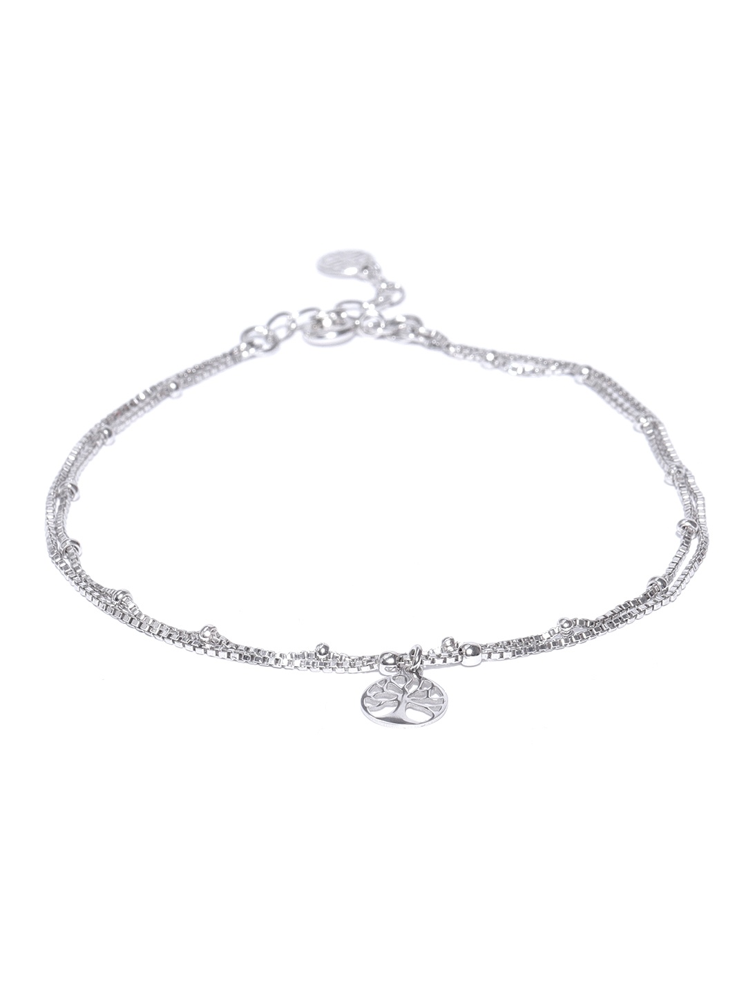 

Carlton London 925 Sterling Silver-Silver-Toned Rhodium-Plated Anklet