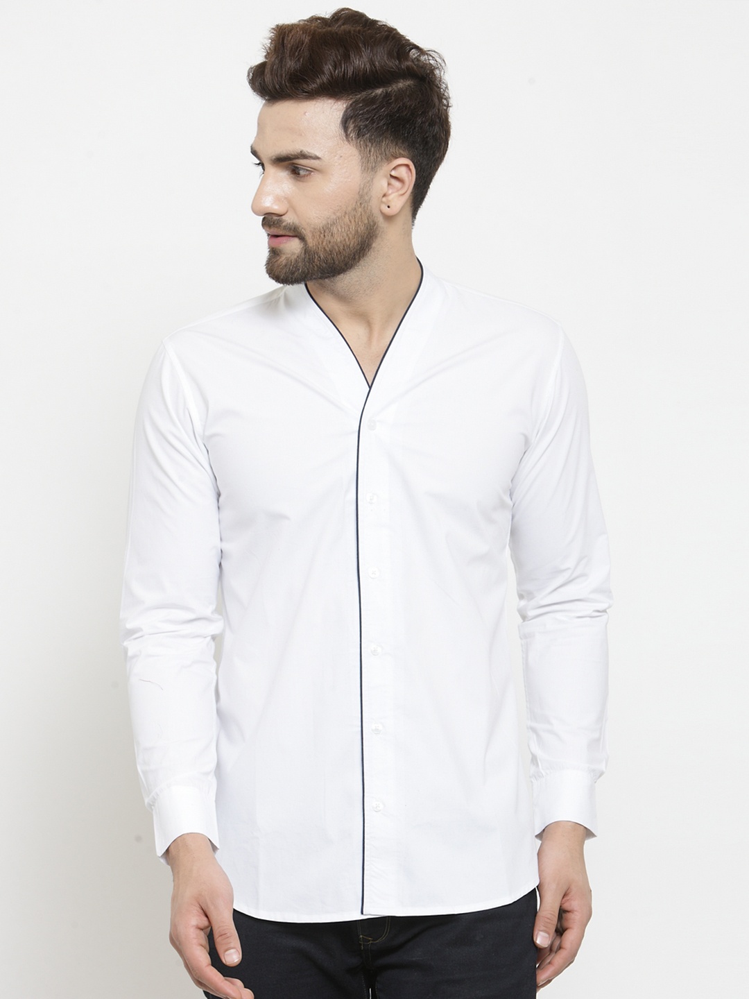 

WESTCLO Men White Slim Fit Solid Casual Shirt