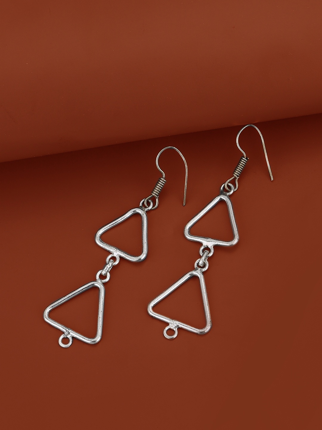 

Carlton London Silver-Plated Handcrafted Triangular Drop Earrings