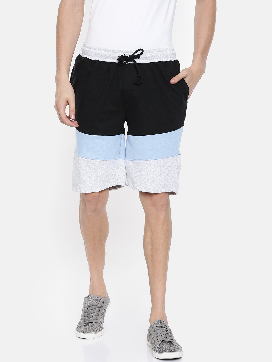 

ARISE Men Black & Blue Colourblocked Regular Fit Shorts