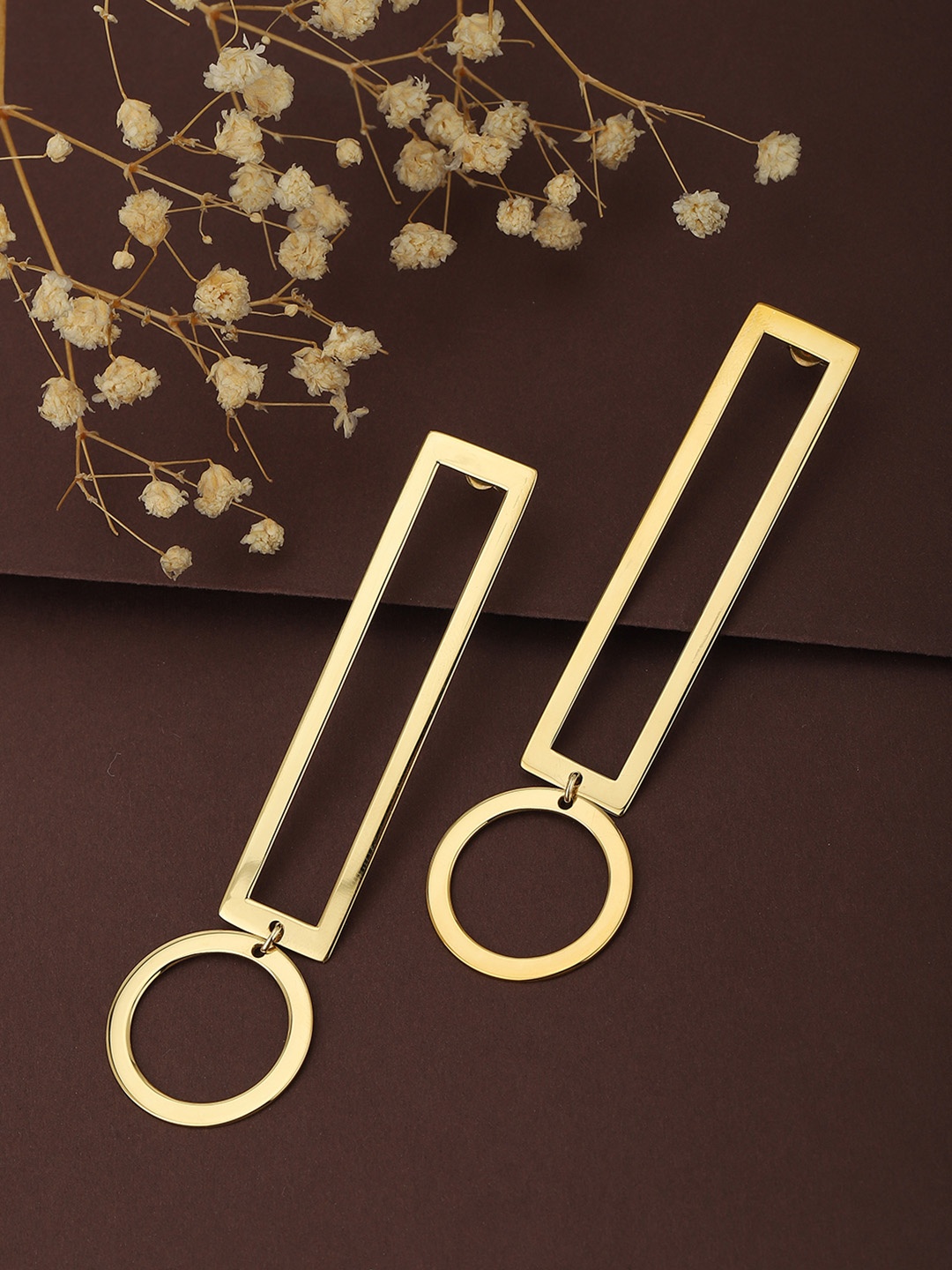 

Carlton London Gold-Toned Brass-Plated Handcrafted Geometric Drop Earrings