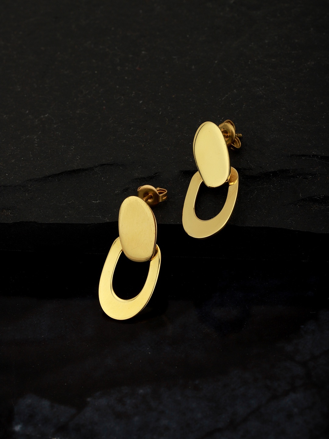

Carlton London Gold-Toned Handcrafted Brass-Plated Contemporary Drop Earrings