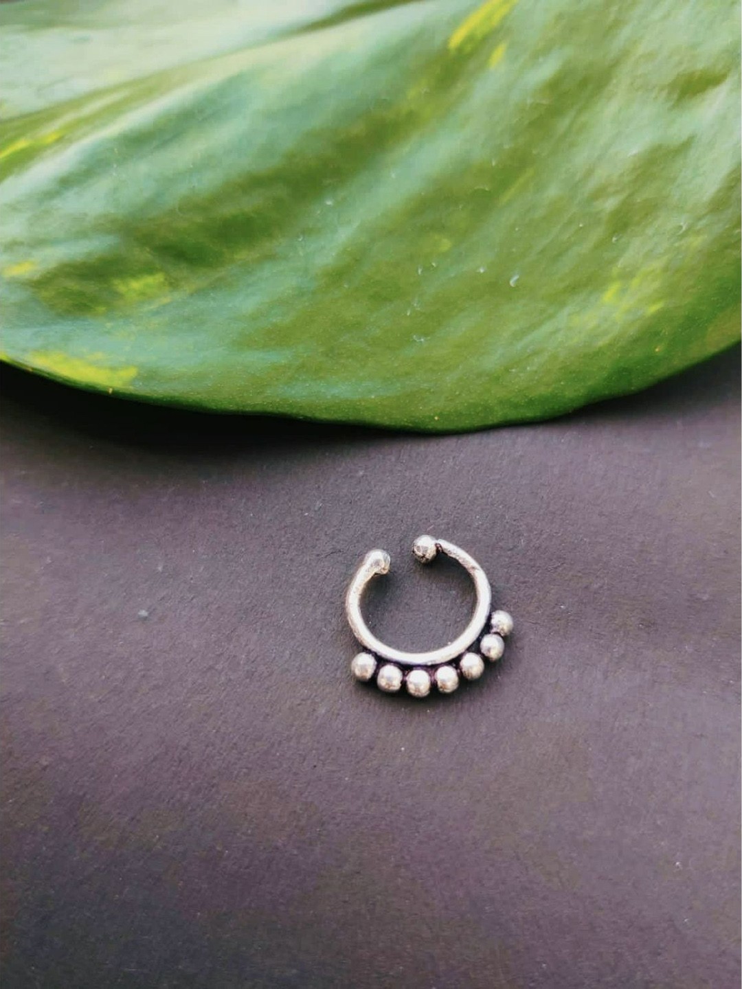 

FIROZA Oxidised Silver-Toned Septum Nosepin