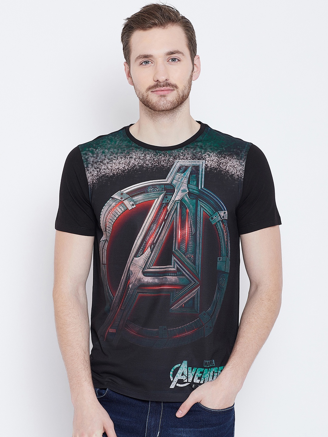 

Marvel by Wear Your Mind Men Black Printed Round Neck T-shirt