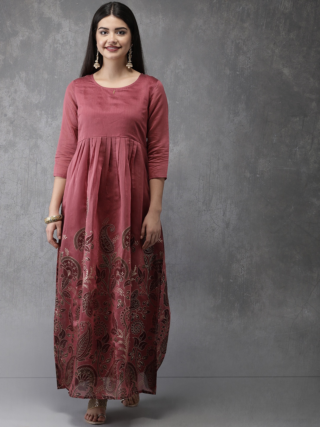 

Anouk Women Maroon Printed A-Line Kurta