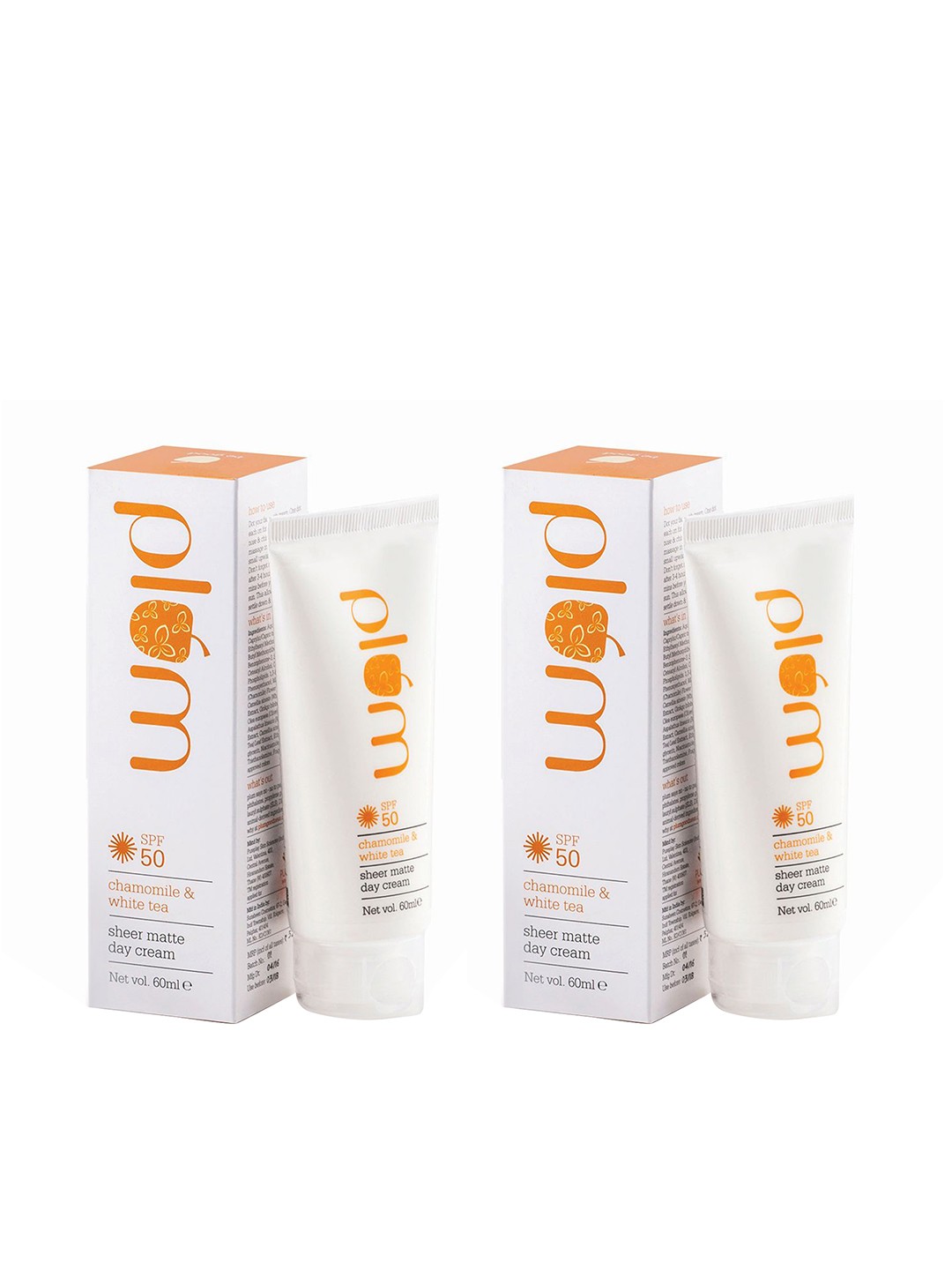 

Plum Set of 2 Sheer Matte Day Cream with SPF 50, Orange