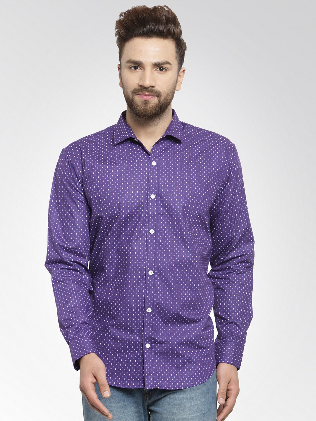 

JAINISH Men Purple Classic Slim Fit Printed Casual Shirt