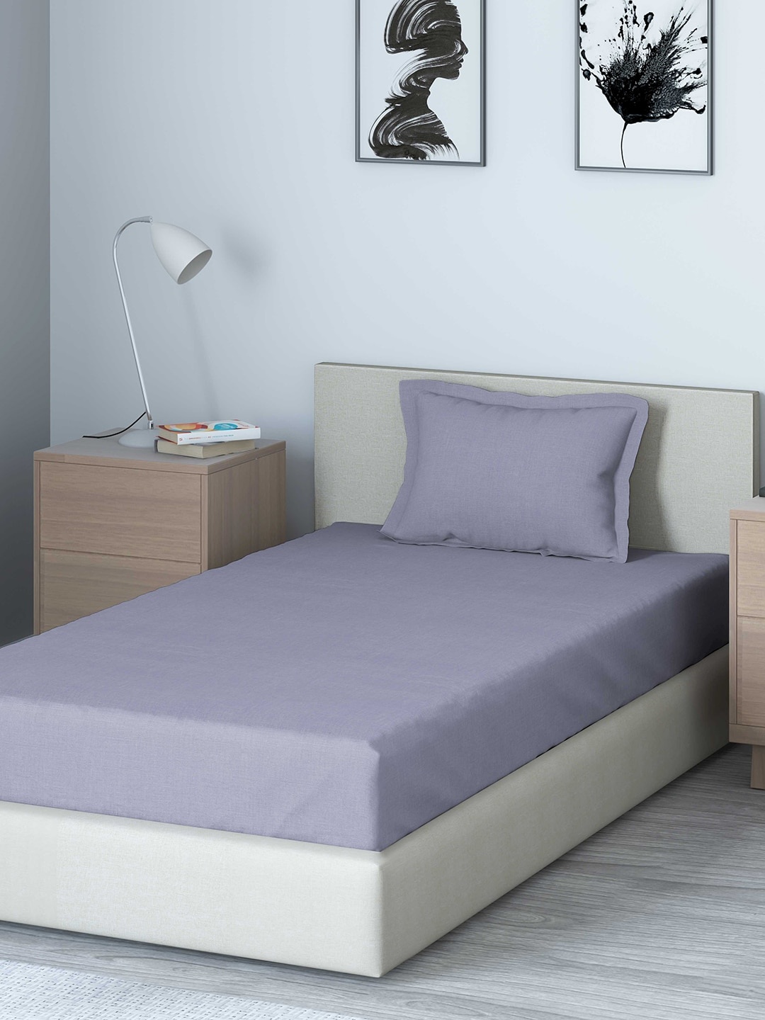 

DDecor Purple Solid 150 TC Cotton 1 Single Bedsheet with 1 Pillow Covers