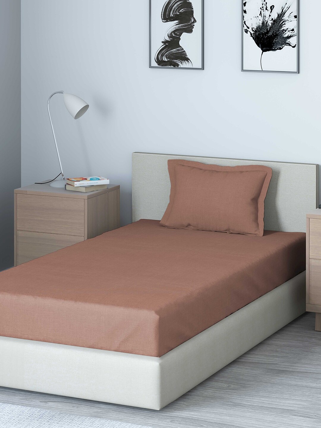 

DDecor Brown Solid 150 TC Cotton 1 Single Bedsheet with 1 Pillow Covers