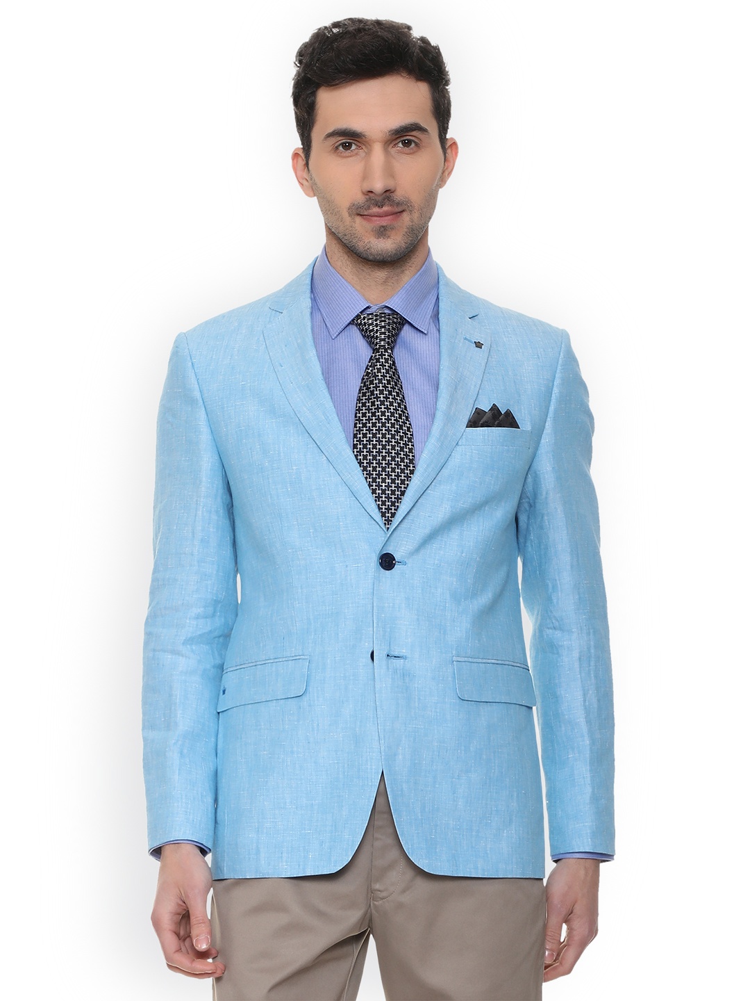 

Louis Philippe Men Blue Solid Slim-Fit Single-Breasted Blazer