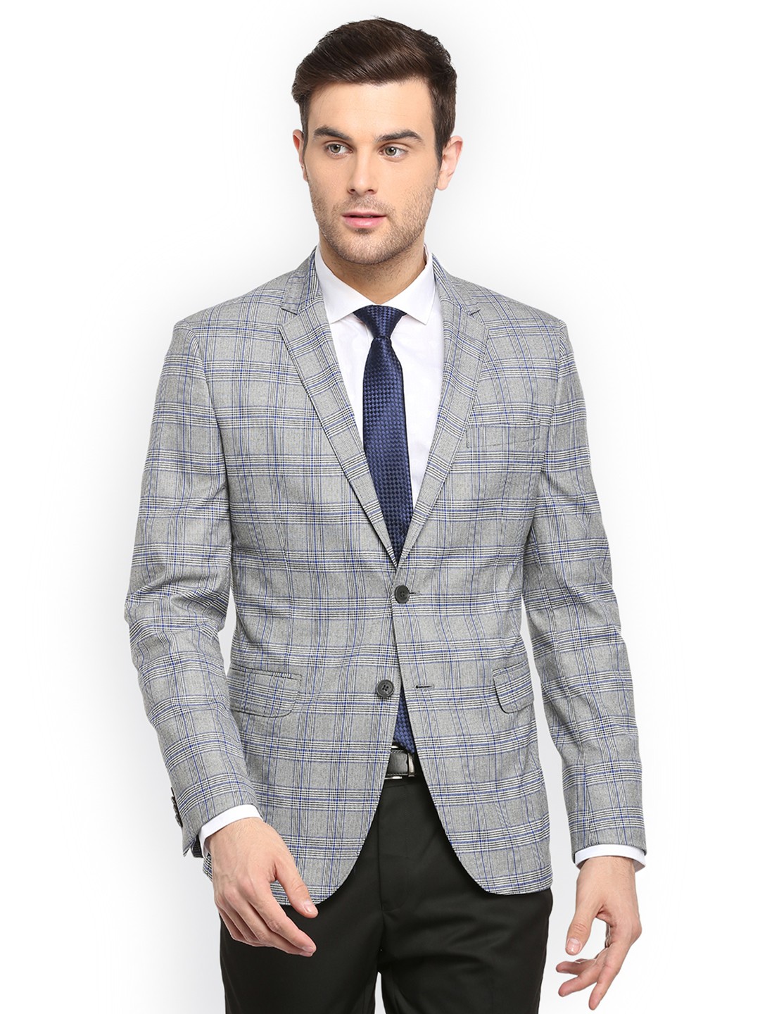 

Van Heusen Sport Men Grey Checked Regular-Fit Single-Breasted Blazer