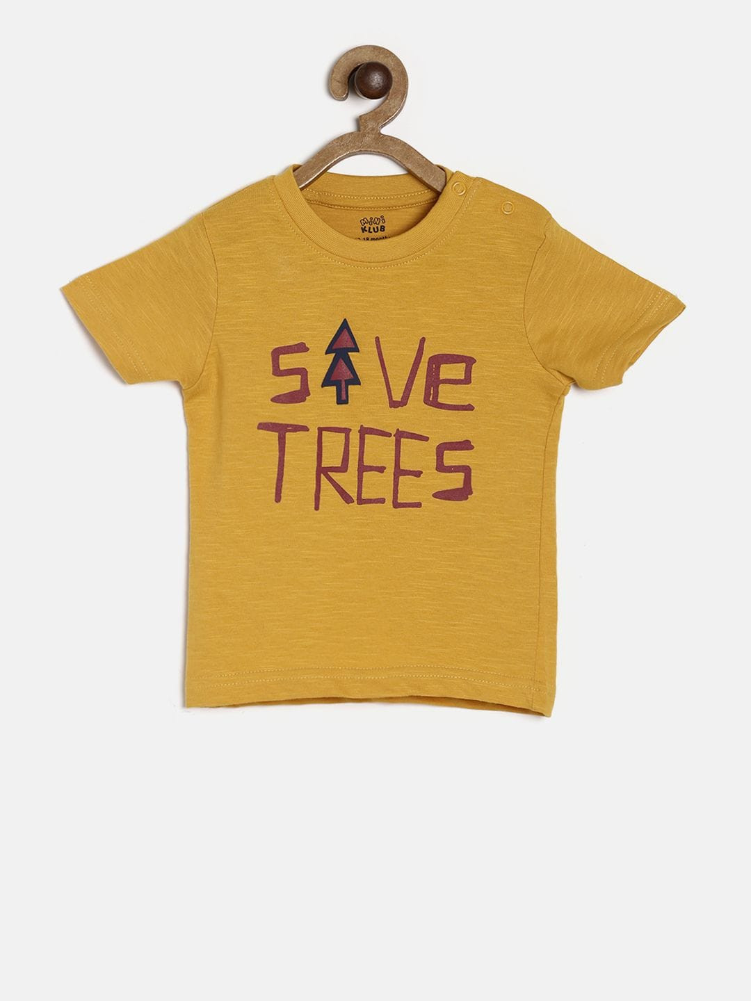 

MINI KLUB Boys Yellow Printed Round Neck Pure Cotton T-shirt
