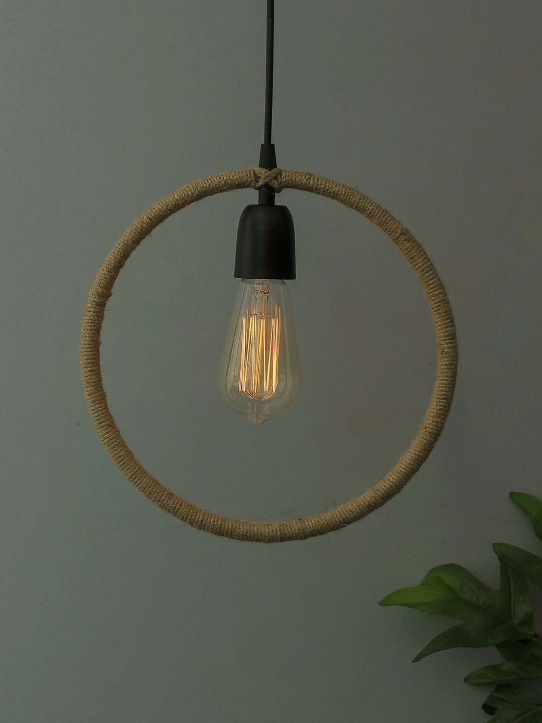 

Homesake Beige Solid Hemp Rope Handcrafted Pendent Lamp