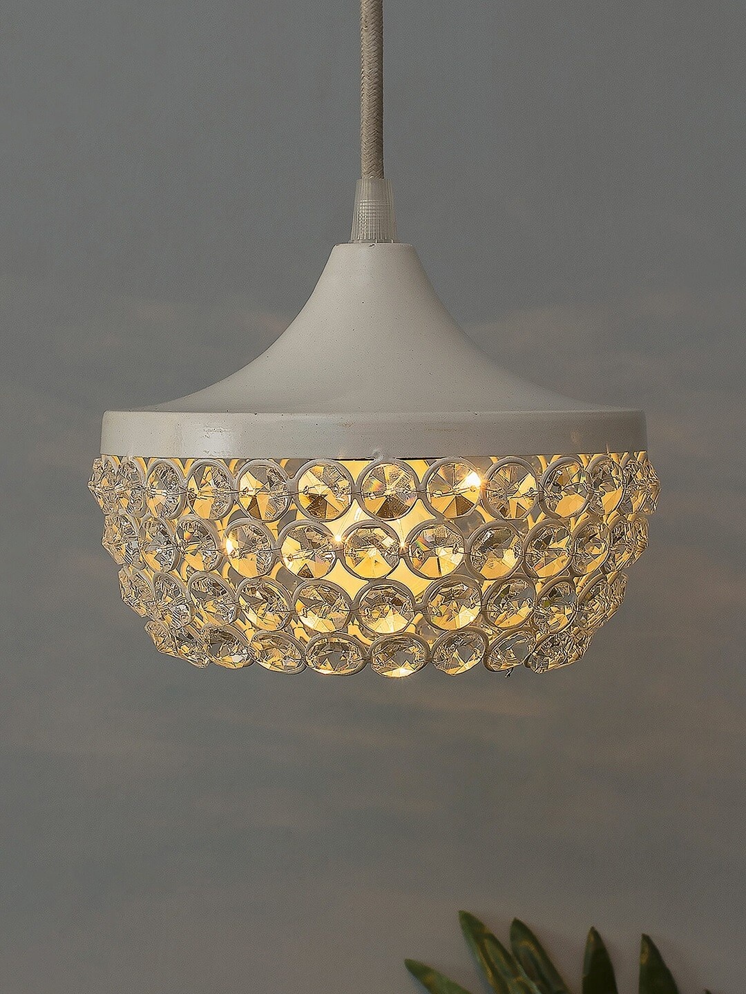 

Homesake White Textured Handcrafted Crystal Hanging Light