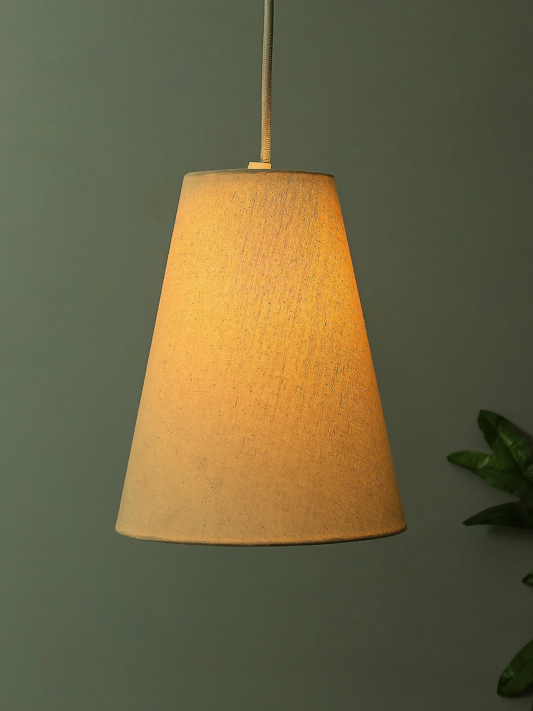 

Homesake Beige Solid Khadi Fabric Handcrafted Hanging Light