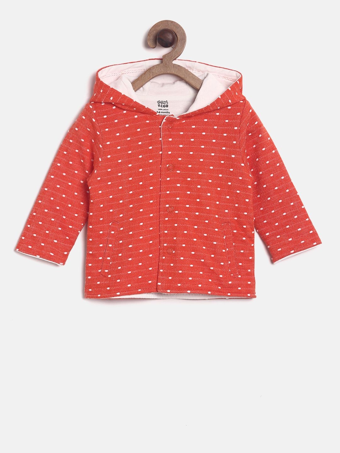 

MINI KLUB Girls Coral Pink Self Design Tailored Jacket